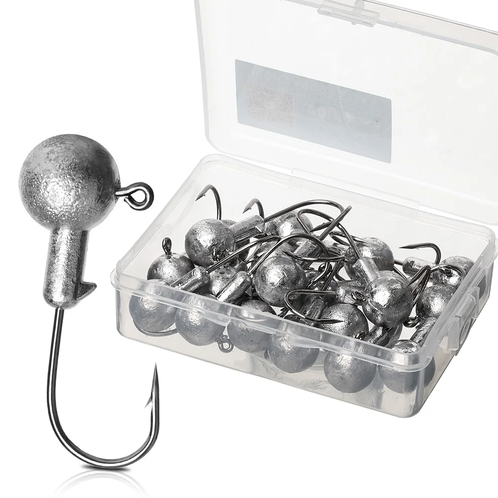 

DONQL 20pcs/ Set Lead Jig Head Fishing Hook For Soft Worm Lure Crank Fishhook 1g-20g Barbed Single Carp Fishing Hooks Tackle