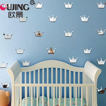 

15pcs/set 3D Cartoon Imperial Crown Acrylic Mirror Surface Wall Sticker For Kids Baby Room Decoration Wallpaper DIY Wall Decals