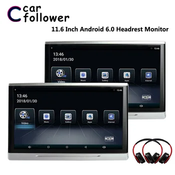

2PCS 11.6 Inch Android 6.0 Car Monitor Headrest Touch Screen HD 1080P Video WIFI/USB/SD/Bluetooth/FM Transmitter/Speaker