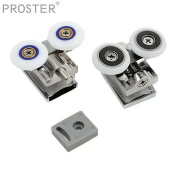 

4pcs Twin Top Zinc Alloy Shower Door Bottom Rollers Runners 28mm Wheel Diameter Double Wheeled Replacement For Bathroom Door