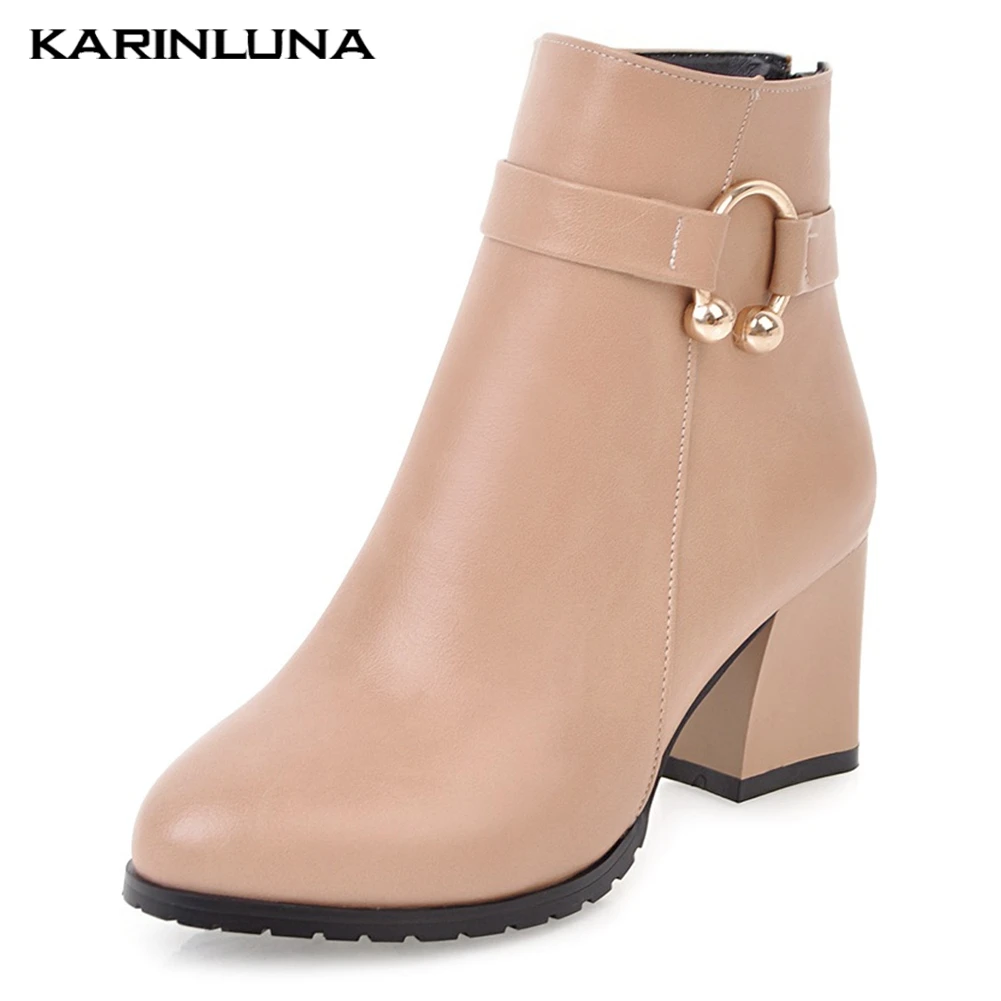 

Plus Size 43 Wholesale Chunky Heels Ankle Boots Women Shoes High Heeled Black Pink Shoes Woman Boots Female