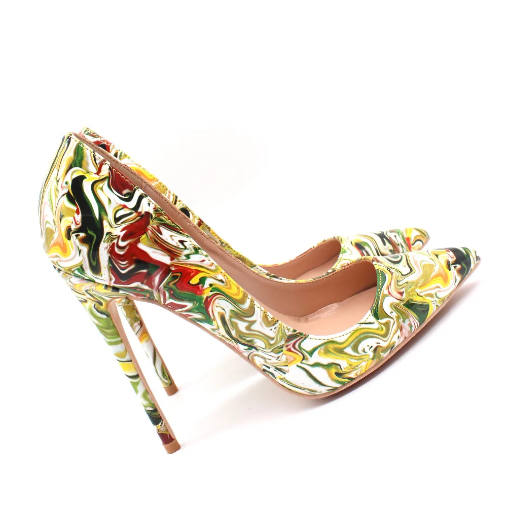 

Free shipping fashion women pumps printed patent leather pointed toe high heels sandals shoes boots wedding pumps 12cm 10cm 8cm