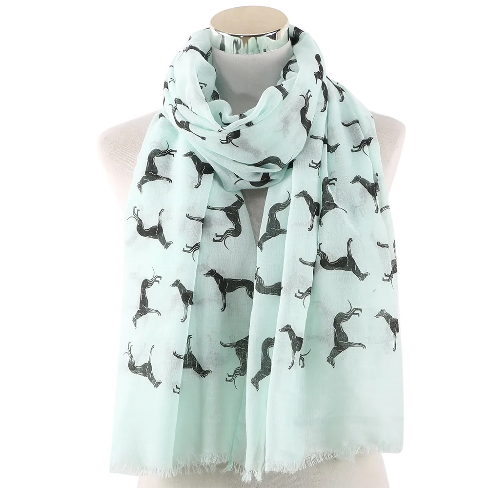 Ladies Animal Printed Scarf New Korean Style High Quality Lovely Dog Shawl 70*180CM Polyester Breathe Tassels Thin Scarf