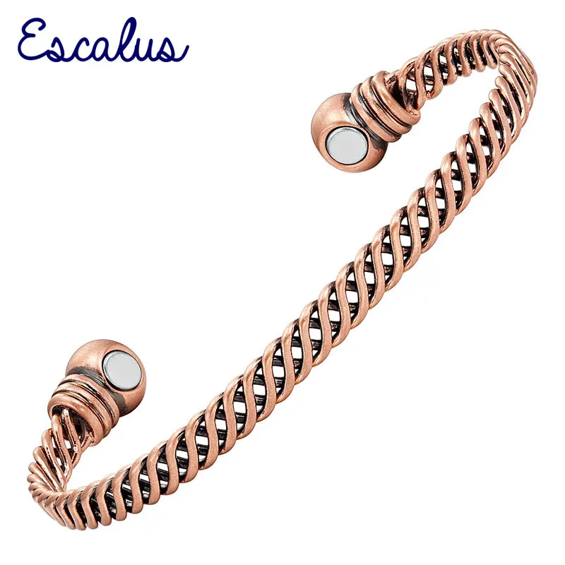 

Escalus Bio Energy Women Antique Copper Bangle Classic Magnetic Bracelet Healing Magnets Bangles Wristband Supreme Quality Charm