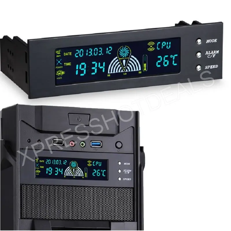 

5.25 Inch PC HDD CPU Fan Speed Controller Temperature Temp Sensor LCD Panel