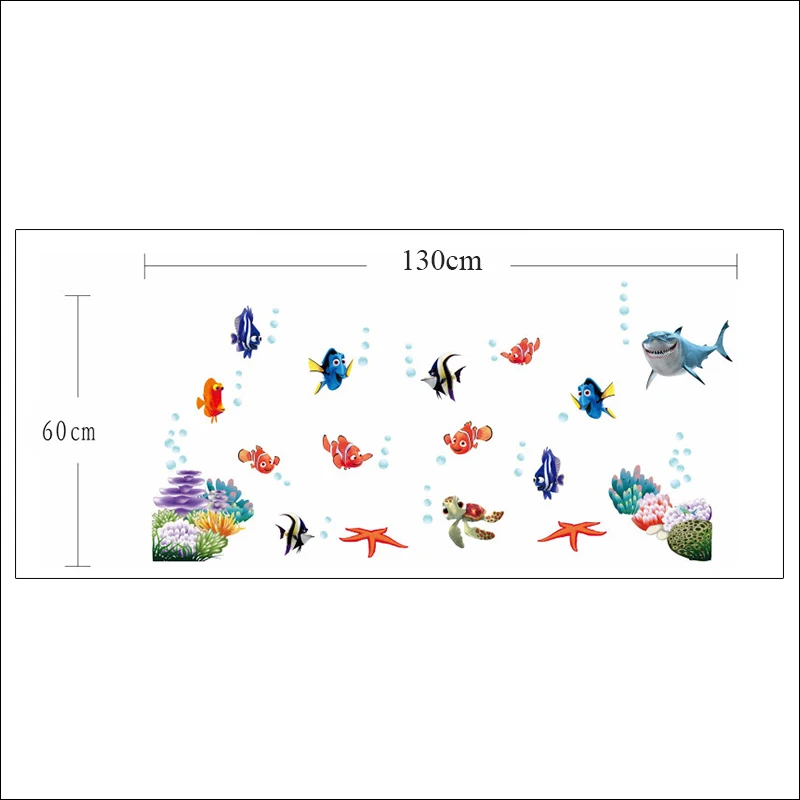 Найти Немо рыба плоскодонка настенное украшение для детской комнаты Декоративные наклейки для ванной комнаты DIY мультфильм фильм животное Фреска Искусство Подарки детям