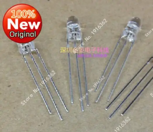 

200PCS/Lot 5MM Bi color transparent anode led green dual color LED
