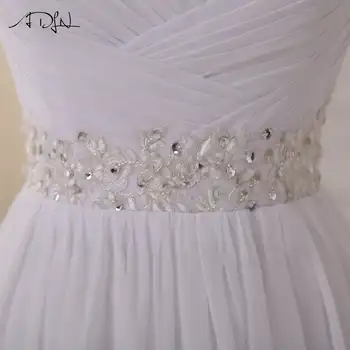 ADLN Beach Wedding Dress 2017 Sexy V-neck Beaded Straps Pleated Chiffon Wedding Gowns Vestido De Novia In Stock