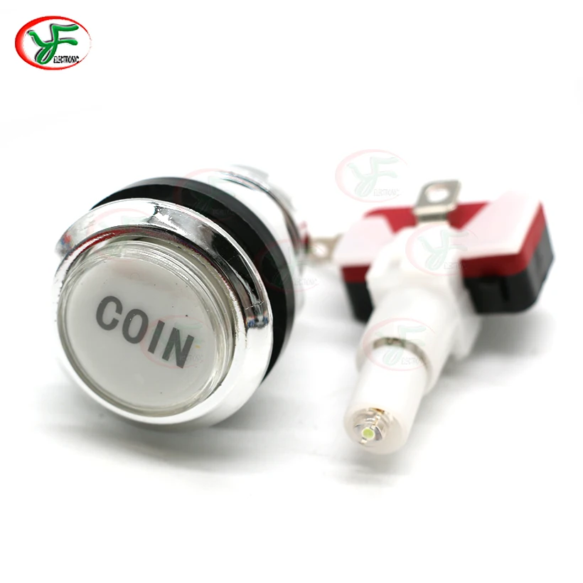 

COIN Logo CHROME Silver plated 5V/12V LED illuminated Push Button With Microswitch For JAMMA Arcade Game Joystick DIY Kit