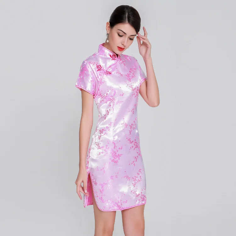 Большие размеры, короткое Qipao, новинка, женское платье из вискозы, элегантное тонкое китайское платье, воротник-стойка, винтажное платье чонсам, Vestidos, S-6XL