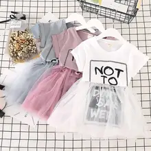 От 2 до 6 лет платье для девочек; Летние Повседневные детские платья для девочек; трапециевидная сетчатая детская одежда принцессы; костюм для малышей с буквенным принтом