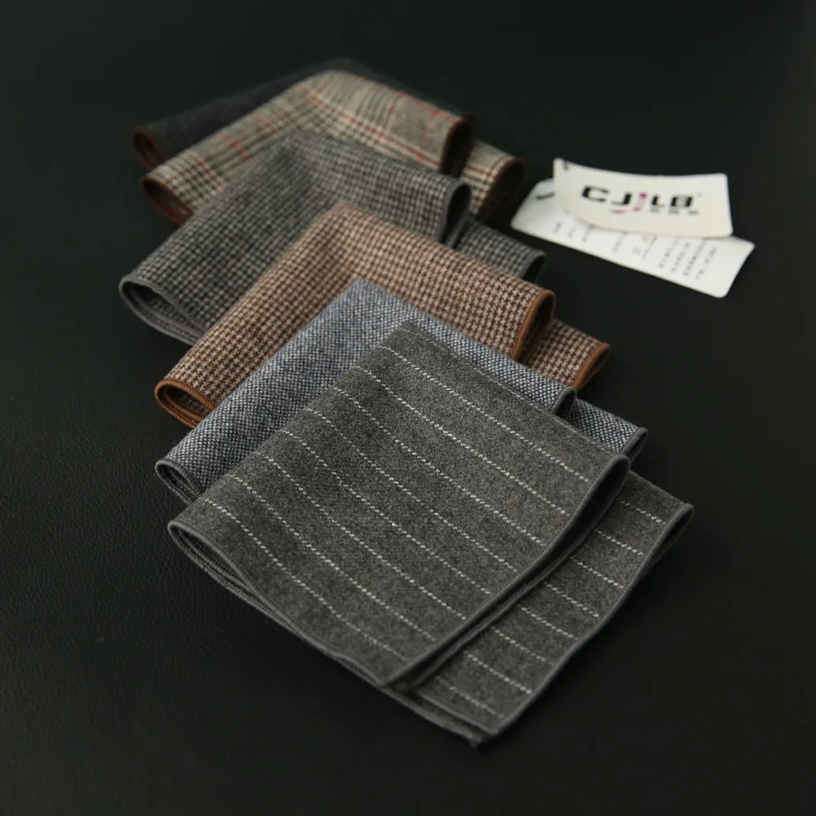 Hankerchief шарфы мужской деловой костюм Hankies шерстяной плед Повседневный Карманный