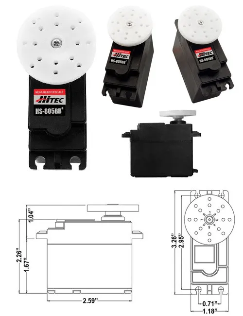 Hitec HS-805BB+ 152 г/24,7 кг/14 сек главный сервопривод с высоким крутящим моментом/HS-805BB Аналоговый сервопривод