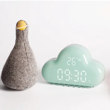 

Like Cloud LED Table Glowing Thermometer Desktop Clocks 3 Colors Charged Multi-function LED Glowing Change Digital Alarm Clock