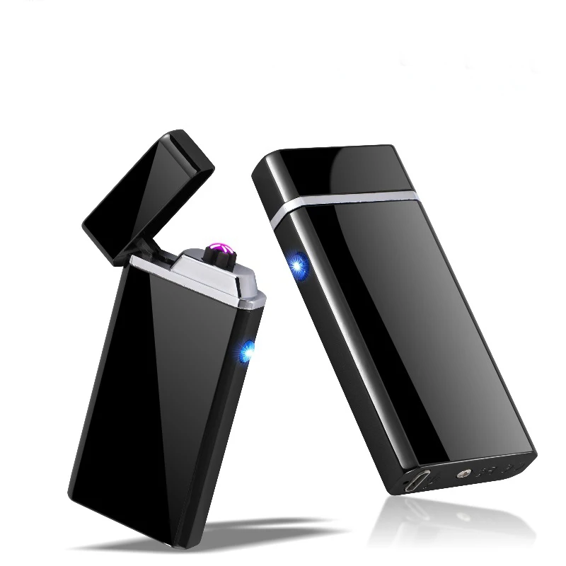 

USB Electric Double Arc Lighter Rechargeable Windproof Torch Lighter Cigarette Dual Thunder Pulse Cross Lighter 5 color