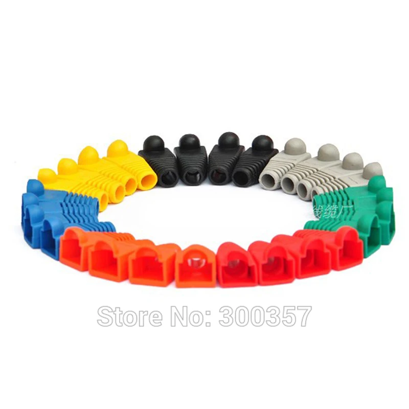 20pcs/lot Network Jack pvc Plug Of RJ45 Connectors rj45 Boots Caps Cat5e Cat6 10colors or each color 20pcs network jack plug