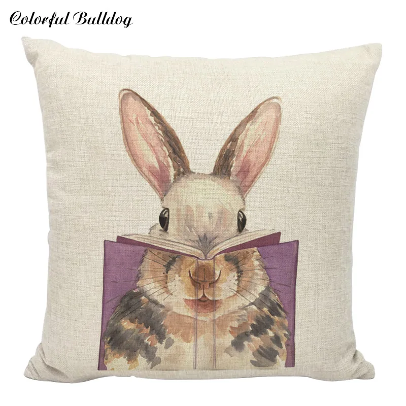 cute rabbit Pillow Cover printed customized home ...
