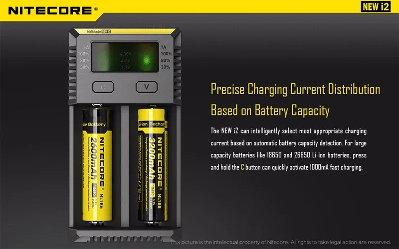 Портативный Освещение интимные аксессуары Intelligent Nitecore i2 18650 батарея зарядное устройство с код проверки