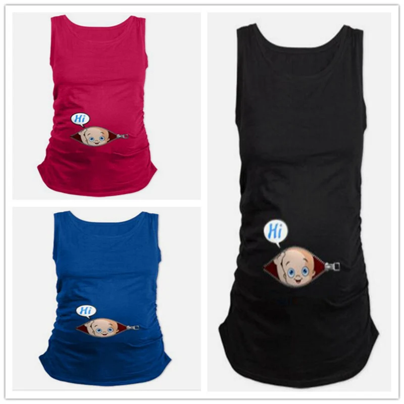 Women Pregnant T shirt Costume Summer Funny Pregnancy Vest Shirts