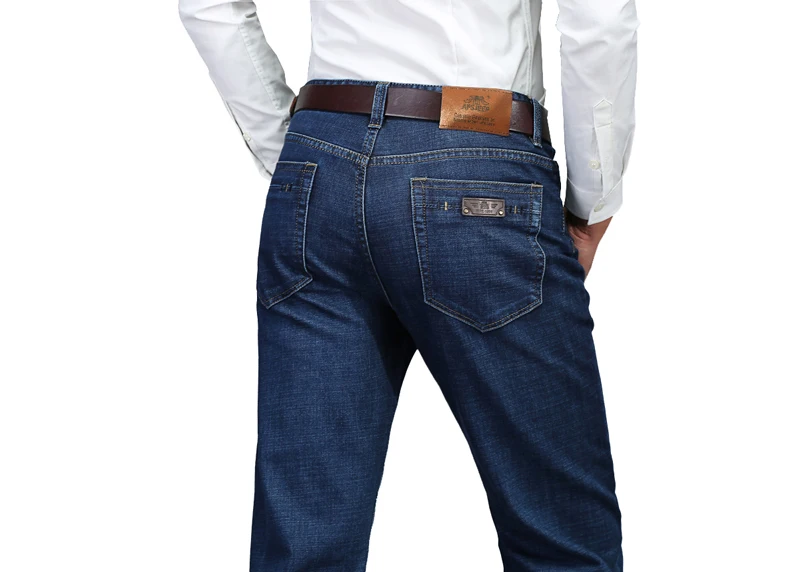 Плюс размер 30 ~ 44 Мужская Повседневная Деловая джинсовые брюки прямого покроя Модная хлопковая молния брендовая одежда джинсовая осень
