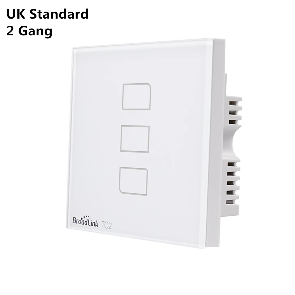 Broadlink TC2 переключатель Wi-Fi Великобритании ЕС светильник настенный выключатель сенсорный переключатель Панель 1/2/3 с RM PRO ИК+ РЧ пульт дистанционного управления Управление для Alexa Google Home IFTTT - Комплект: UK Standard 2 Gang