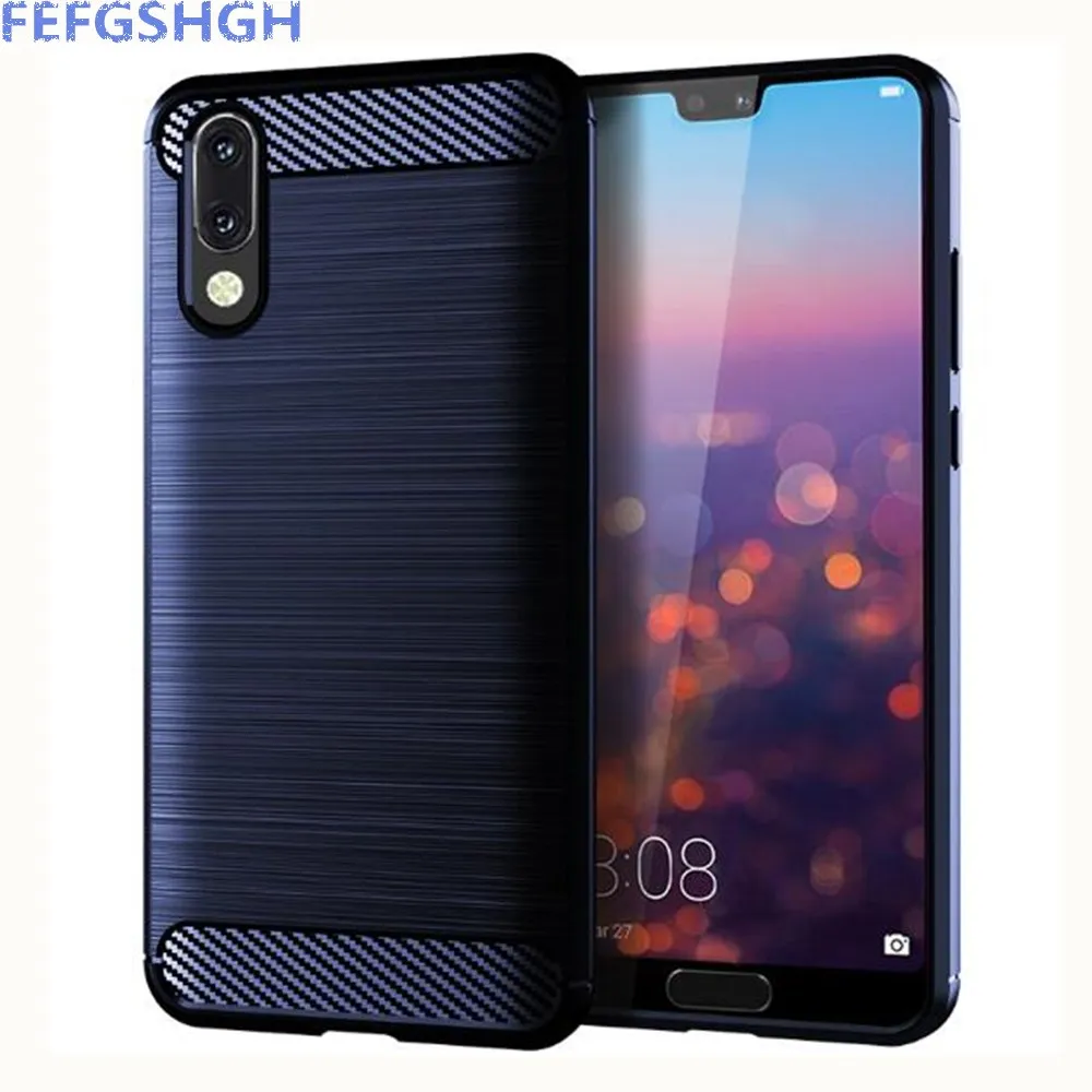 Чехол из углеродного волокна для Huawei P20 Lite резиновый силиконовый чехол телефона
