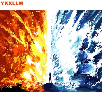 

Ice and fire Picture Painting By Numbers Kits Abstract Paints Number Oil Painting Drawing Pictures On Canvas living room Decor