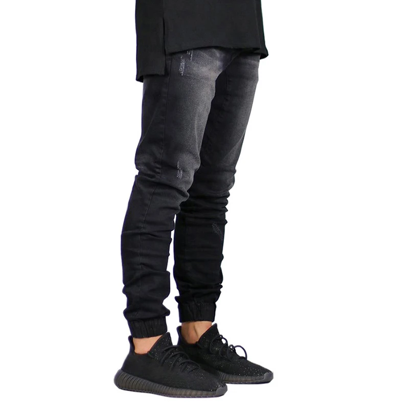 Fashion Stretch Denim Men Jeans Joggers Hip Hop Denim Jogger Pants For Men Fashion Black Blue Mens Skinny Biker Jeans