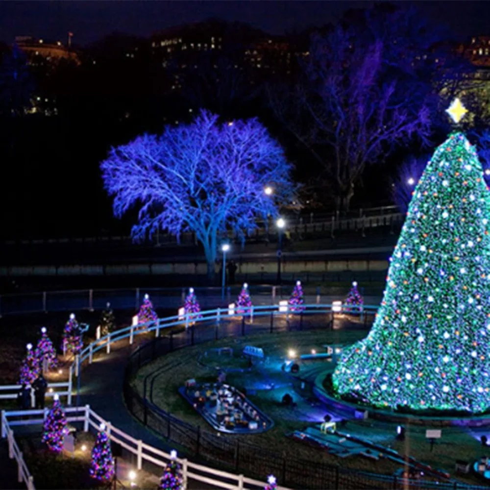 

100 LED String Battery Powered Bulb Column Christmas Tree Decoration Lamp IP44 Courtyard Decorative Light String