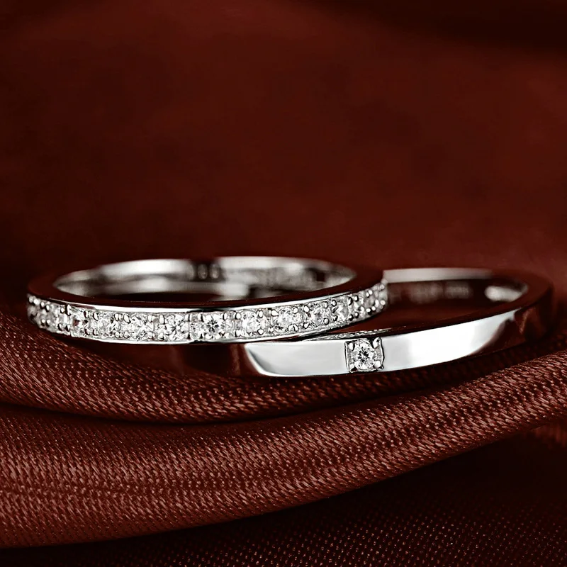 DOYUBO Authentic 100% Solid Silver Couples Ring For Women & Men Classical White Cubic Zircon Sterling Silver Rings Jewelry VB041