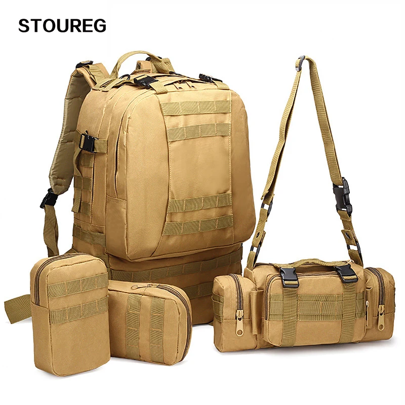 

4 In 1 Multifunctional Military Tactical Backpack 50L 600D Oxford Camouflage Hiking Backpack Waterproof Sport Climbing Bag