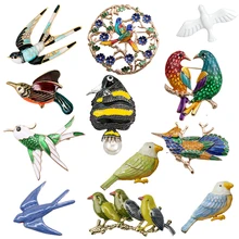 

Rhinestone Bird Enamel Glaze Brooches For Women And Men Alloy Lovely Bird Swallow Party Weddings Banquet Brooch Girl Gifts H011
