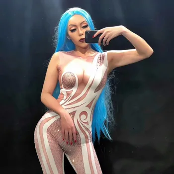 

Zentai Suit Body Sexy Women Jazz Dance Costume For Lady Sexy Gogo DS Club Bar Dj Dancers Stage Singer Sexy Jumpsuit DJ231