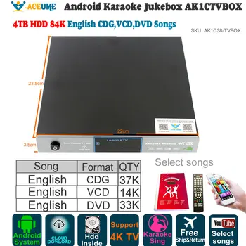 

Android Karaoke Player/Jukebox,AK1C38TVBOX,4TB HDD 84K Pure English Songs, Free YOUTUBÊ ,Home KTV Sing