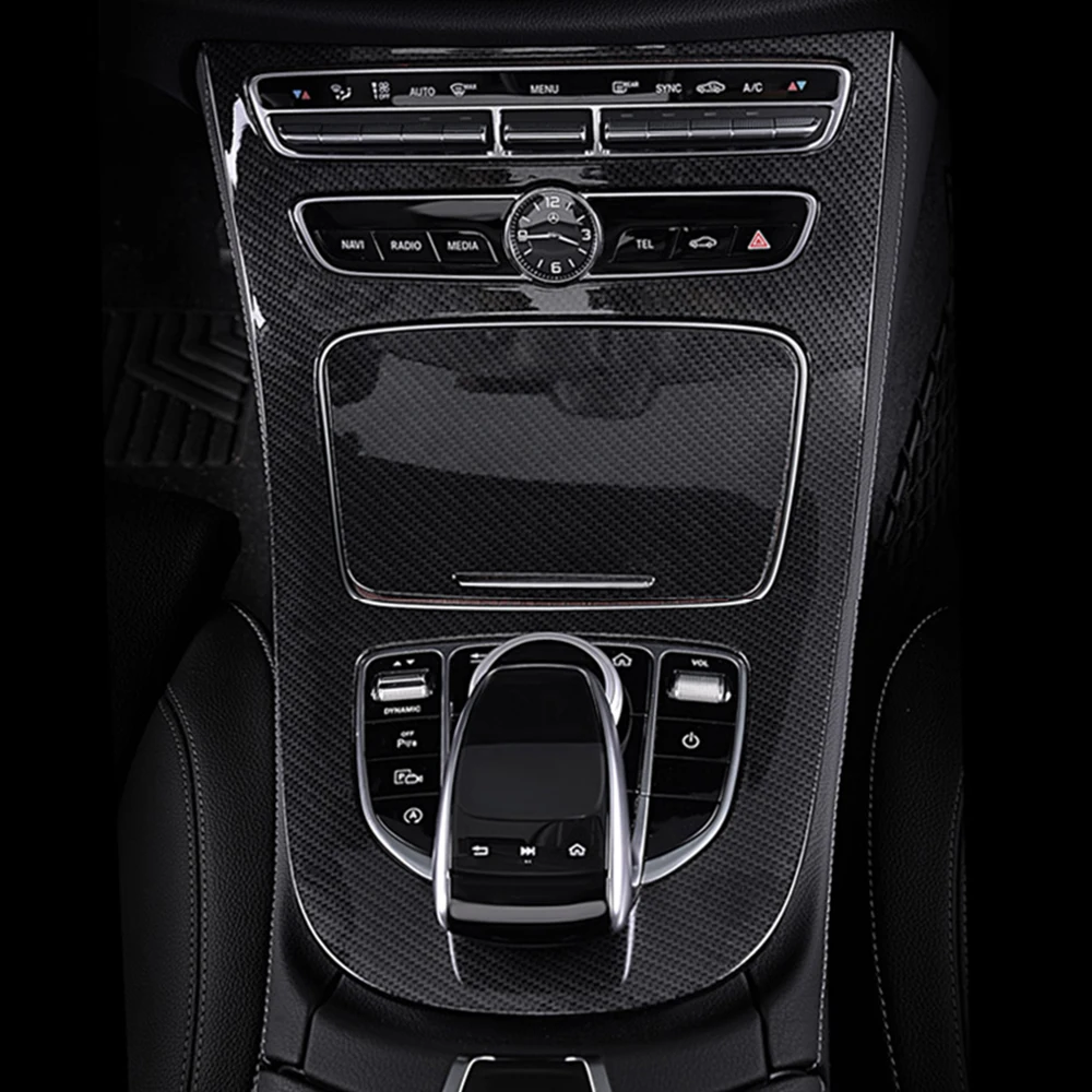 Car Center Control Gear Shift Panel Decorative Trim Carbon Fiber For Mercedes Benz E-Class W213 E200 E300 Auto Car Accessories Car Center Control Gear Shift Panel Decorative Trim Carbon Fiber For Mercedes Benz E-Class W213 E200 E300 Auto Car Accessories