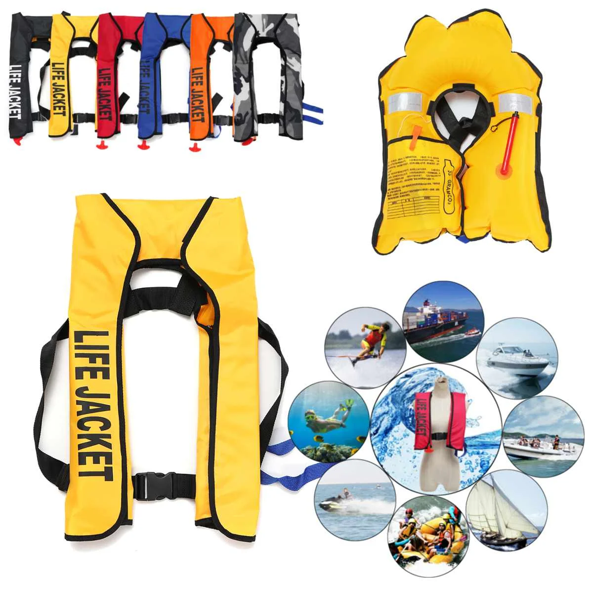 الكبار التلقائي التضخم سترة نجاة اليدوي نفخ 150N PFD بقاء سترة السباحة lifevests التلقائي colete salva vidas