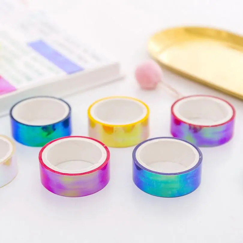 Золотая розовая Синяя лазерная красочная лента washi Набор сделай сам декоративная