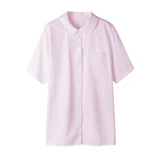 Japanese school uniform short-sleeve shirt | Pink moe moe Peter Pan collar shirt Japanese school uniform short-sleeve shirt | Pink moe moe Peter Pan collar shirt