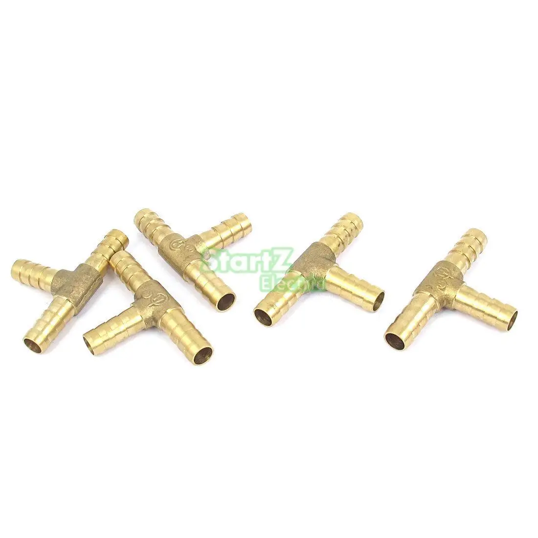 5Pcs 8mm 5/16'' "T" BRASS BARBED 3 way Fuel Hose Joiner for Compressed
