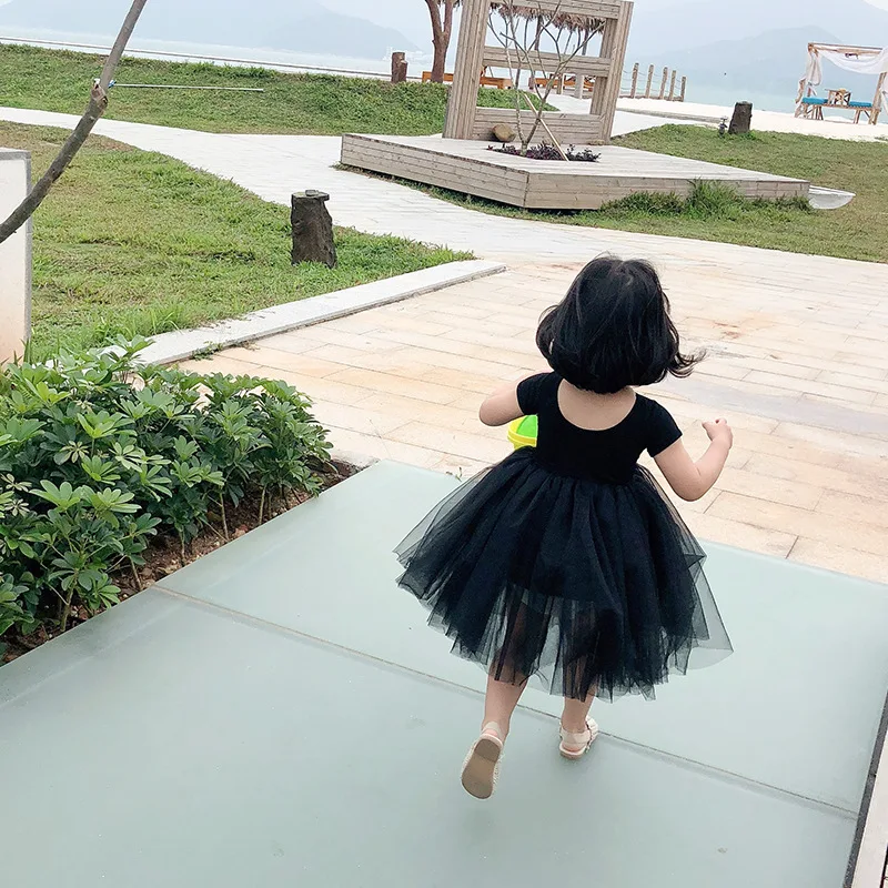 

Summer New Girl Elastic Yarn Dress Peng Peng Dresses for Baby New Short Sleeved Toddler Baby Princess Dress Infant Girl Clothes