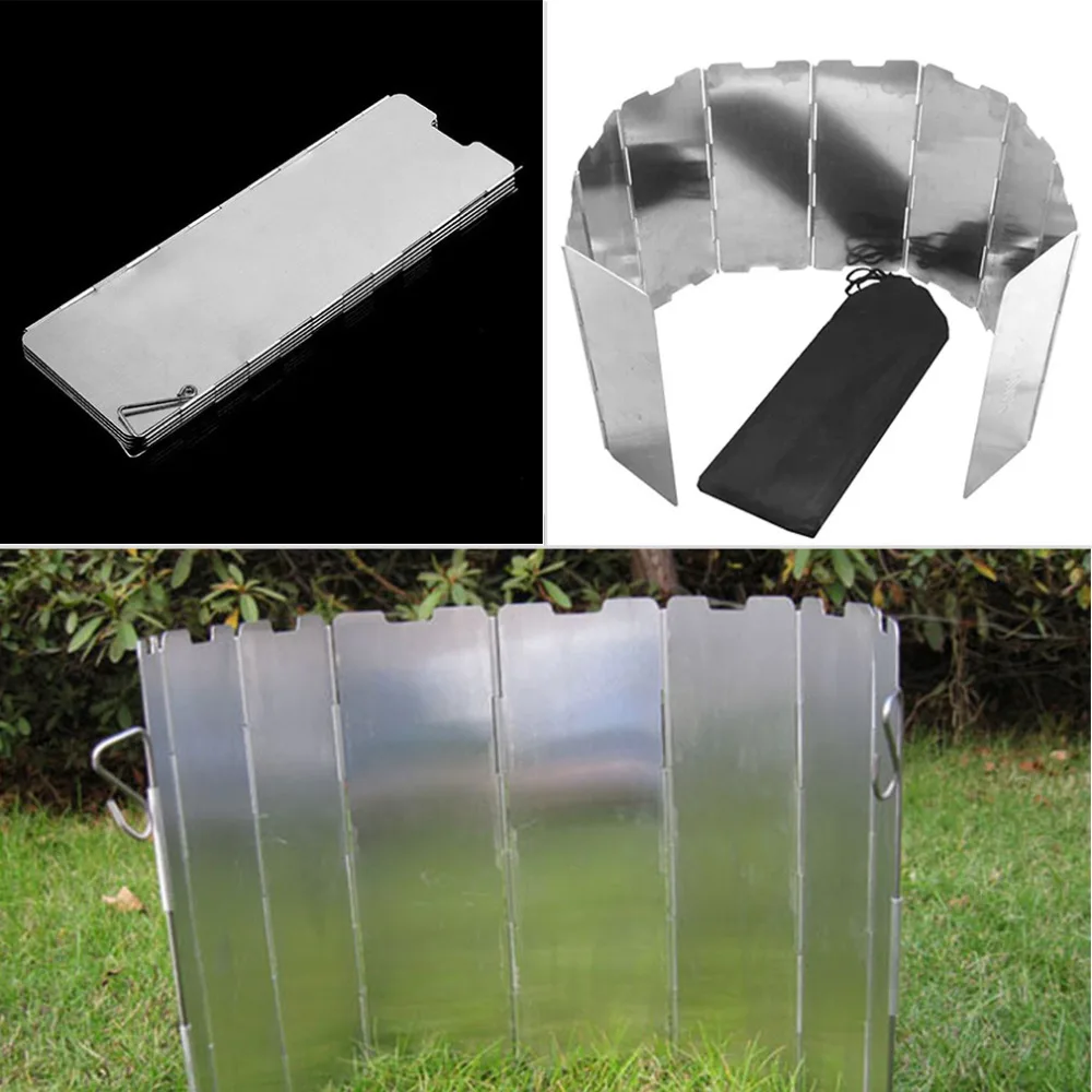 Foldable 10 Plates Cooker BBQ Gas Stove Wind Shield Screen Picnic Outdoor Folding Camping Picnic
