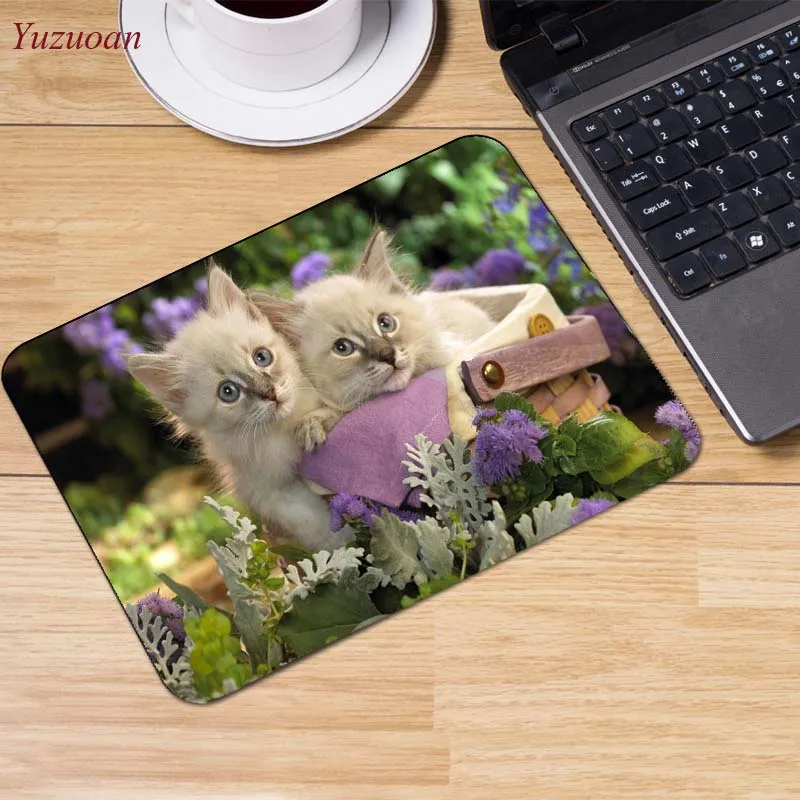 Yuzuoan коврик для мыши Горячая Милая картинка с кошкой Противоскользящий ноутбук ПК коврик для мышки Коврик Для Мыши оптическая лазерная мышка большая рекламная акция Россия