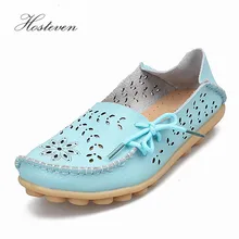 Women’s Casual Genuine Leather Shoes Woman Loafers Slip-On Female Flats Moccasins Ladies Driving Shoe Cut-Outs Mother Footwear