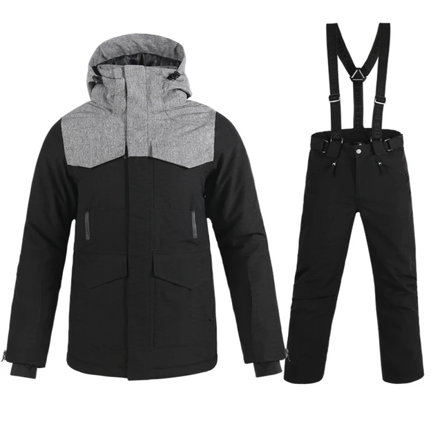 Лыжные комплекты мужской новый бренд двухслойная Сноубордическая куртка + штаны для взрослых зимняя одежда водонепроницаемый теплый противостоящий-30 градусов мужской лыжный костюм