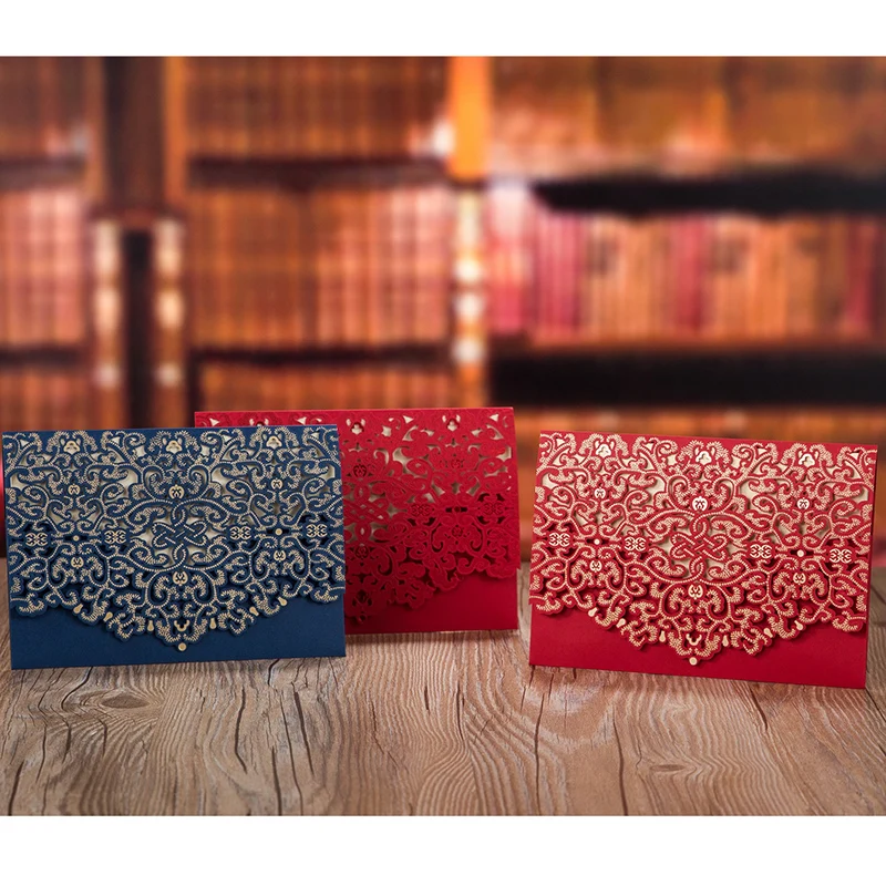 

1pcs Sample High Quality Laser Cut Luxury Flora Wedding Invitations Card Elegant Lace Favor Wedding Party Supplies 185*127mm