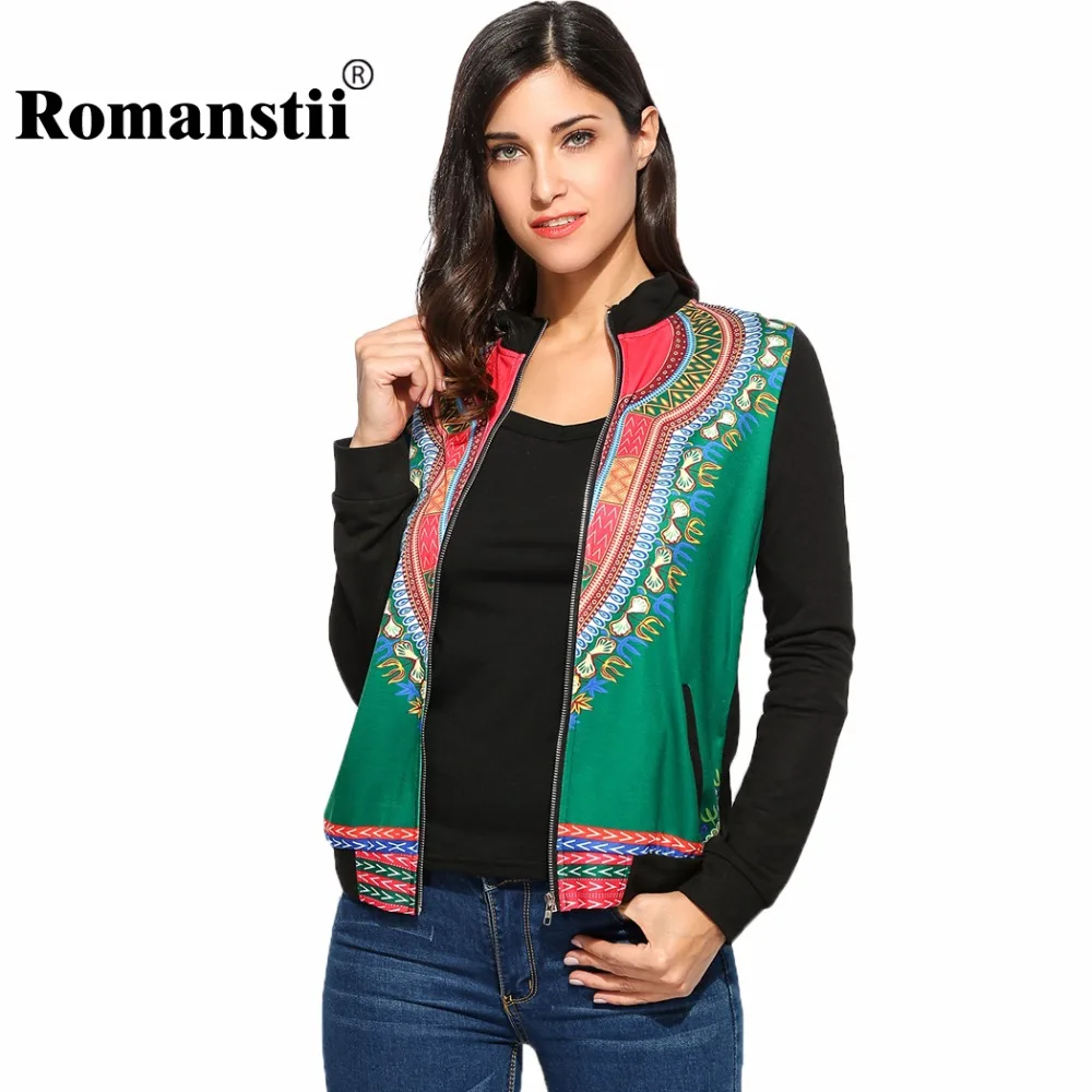 Romanstii Ethnic Jacket 2017 Autumn Winter Women Windbreaker Stand