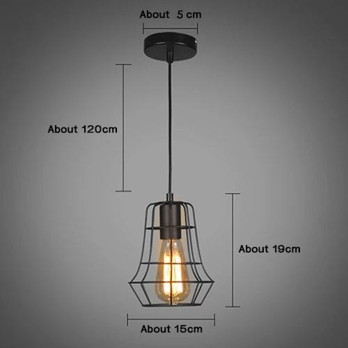Современный подвесной светильник, черная железная подвесная клетка, винтажная Светодиодная лампа E27, промышленный Лофт, Ретро стиль, столовая, ресторан, барная стойка - Цвет корпуса: type 6