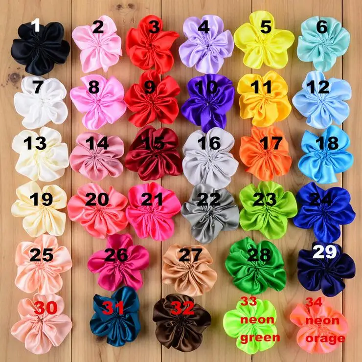 

30PCS 5CM satin flower for kid headband DIY craft can choose colors(HMF-59)