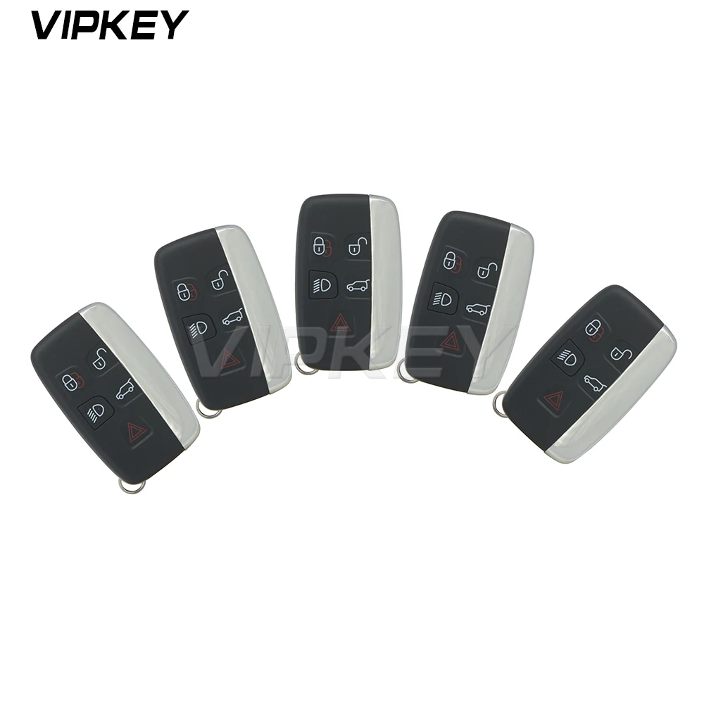 Remotekey 5pcs 5BUTTON SMART KEY FOB 433Mhz PCF7953 Chip For Land Rover Range Rover Sport Evoque Vogue LR4 2010-2016 KOBJTF10A kigoauto kobjtf10a for land rover for range rover sport evoque discovery 4 smart key hitag pro id49 pcf7953 chip 434mhz