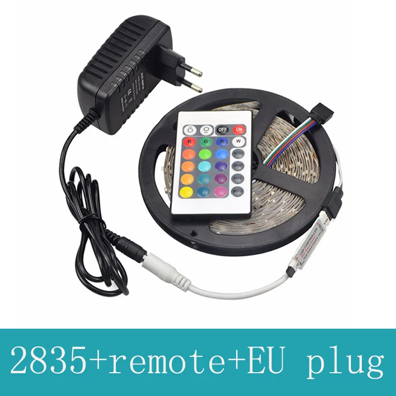 RGB LED 2835 гибкие полосы света не водонепроницаемый 5 м 300LED + 24key ИК пульт